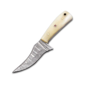 Cuchillo de Caza de Acero de Damasco con Mango de Madera Premium, Herramienta para Actividades al Aire Libre como Camping, Senderismo, Pesca y Aventuras - Product Image 1