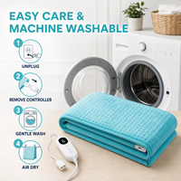 Coussin chauffant électrique de luxe personnalisé en peluche cyan 30x60cm avec contrôleur numérique LED, 6 niveaux de chaleur, arrêt automatique de sécurité, chaleur douce