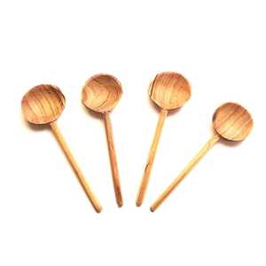 Ensemble de cuillères en bois faites à la main, forme ovale rustique naturelle, polies, durables, ustensiles de cuisine, usage domestique - Product Image 3
