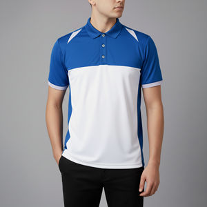 Chemises pour hommes en polyester/coton de haute qualité, tricotées, bicolores, avec logo imprimé DTF personnalisé, manches courtes, respirantes, pour l'été - Product Image 3