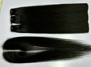 Extensiones de cabello humano alineado con cutícula de cabello vietnamita crudo de onda recta sedosa Natural con cierre de encaje 2x6 4x4 13x6 HD - Product Image 2
