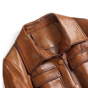 Elegante Gabardina de Piel Sintética con Cinturón, Manga Larga, Cuello Vuelto, Color Sólido, Ropa Exterior de Otoño para Mujer - Product Image 4