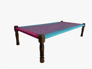 Handwoven Woven Rectangle Modern Bohemian Charpai <b>Bench</b> Artisanal Traditional Indian Design Eco-Friendly Durable Indoor Wooden - Product Image 1