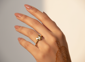 HandMade Custom Design 10k <b>Gold</b> Minimalist butterfly Ring <b>Manufacturer</b> VVS1 Lab Grown Diamond Stacking Ring for Women - Product Image 3