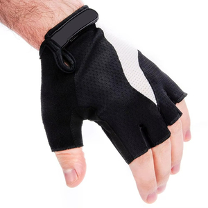 Gants de cyclisme noirs à demi-doigts, paume rembourrée en néoprène, coutures renforcées, respirants, confortables, pour l'entraînement, unisexe - Product Image 2