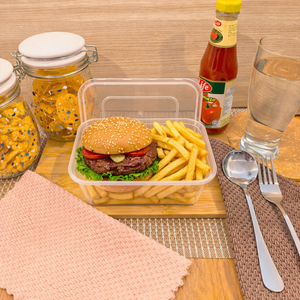 ภาชนะ PP ทรงสี่เหลี่ยมขนาด 750 มล. ฝาปิดป้องกันการรั่วซึม เป็นมิตรกับสิ่งแวดล้อม ใช้กับไมโครเวฟได้ ปลอดสาร BPA ย่อยสลายได้ เหมาะสำหรับอาหารแบบกลับบ้าน คุณภาพพรีเมียม - Product Image 2