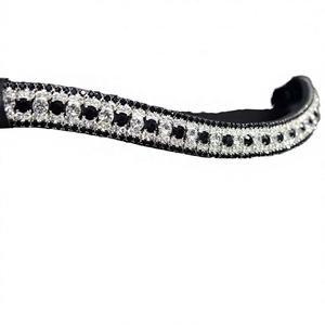 WB/Leather Brow Band dans toutes les tailles Bandeau polyvalent avec strass ou cristaux pour produits hippiques - Product Image 1