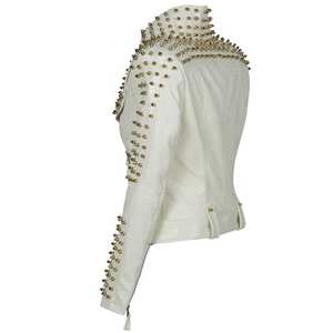 Chaqueta de cuero con tachuelas para mujer, estilo nuevo, precio económico, para ropa de invierno / Chaquetas de cuero con tachuelas de manga larga - Product Image 2