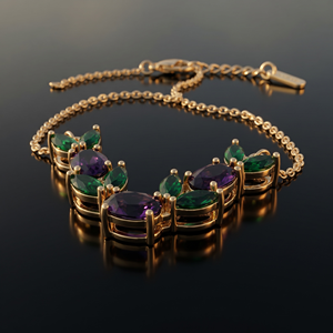 Elegante Collar con Colgante de Tulipán Chapado en Oro con Circonita Púrpura para Mujer, Joyería India de Moda, Fabricante Mayorista para Bodas - Product Image 5