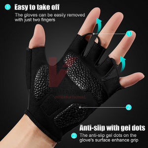 Gants de cyclisme sans doigts pour hommes et femmes, respirants et absorbant les chocs, rembourrés, pour vélo de route, VTT, antidérapants - Product Image 5