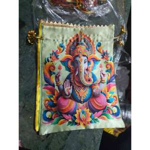 Beautiful Ganpati Design Cotton <b>Potli</b> <b>Bags</b> for Diwali Festival Gifting Favourites Customizable Durable Indian Wholesale Supplier - Product Image 5