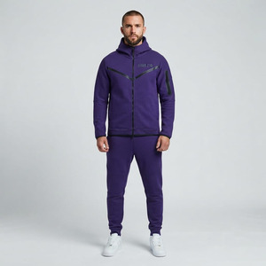 Ensemble de survêtement respirant pour homme Hawk Eye Sports, en molleton fin 300g, avec sweat à capuche et pantalon boutonné intégral, idéal pour l'hiver - Product Image 1