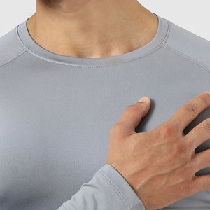 Chemise de compression à manches longues pour homme, séchage rapide, spandex, polyester, gris, haut de sport à manches longues - Product Image 5