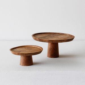 Natural wood stand polished wood cake stand <b>round</b> <b>serving</b> <b>tray</b> elevated cake stand display pedestal luxury dessert stand - Product Image 4