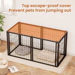 Cuccia per Cani Nera a Tinta Unita 120 cm, Gabbia per Animali Domestici da Interno, Box per Cuccioli con Tetto per Cani di Piccola e Media Taglia 56x61x61 cm - Product Image 3