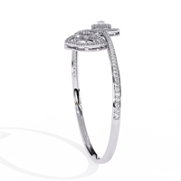 Bracelet jonc de luxe en argent 925 avec moissanite, design bouclier à coupe triangulaire, pour femme, à porter au quotidien