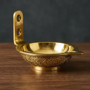 Brass Wall Mounted Diya Oil Lamp Traditional <b>Indian</b> Hanging Candle Holder Decorative Hindu Pooja <b>Home</b> <b>Decor</b> - Product Image 3