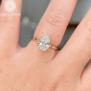 Bague de fiançailles Charm Jewells en argent 925 et moissanite, sertie à griffes, style classique, certifiée IGI, options plaqué or rose/14 carats - Product Image 1