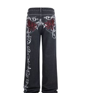 Jean baggy en denim pour homme avec logo personnalisé, coupe étoile plissée, jambe large, délavage clair, style vintage, streetwear épais - Product Image 2
