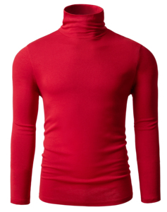 Camiseta de Punto de Manga Larga con Cuello Alto y Corte Ajustado para Hombre, Top Informal a Rayas - Product Image 2