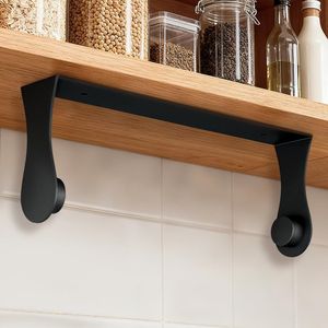 Portarotolo da Parete Nero Adesivo per Cucina e Bagno, Design Salvaspazio per Uso Domestico - Product Image 1