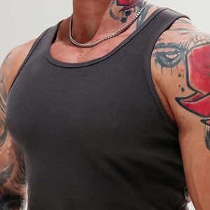Débardeur personnalisé pour homme avec logo, col rond, couleur unie, respirant, tricoté, pour l'entraînement, vêtement de fitness décontracté - Product Image 6