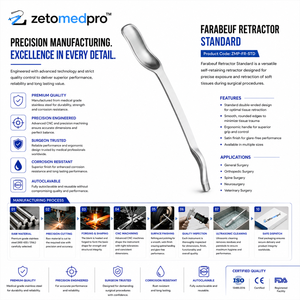 ZETOMEDPRO MA-Hip-588 Levier manuel de déplacement fémoral de 285 mm, certifié CE Classe I, instrument chirurgical orthopédique, kit orthopédique - Product Image 3