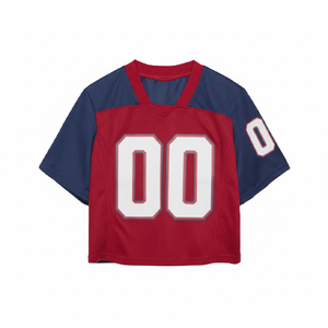 Camiseta de Fútbol para Mujer, Malla Transpirable, Número Personalizado, Ropa de Equipo, Impresión Sublimada, Rojo y Azul, Cuello en V, Manga Corta, Deportiva - Product Image 6