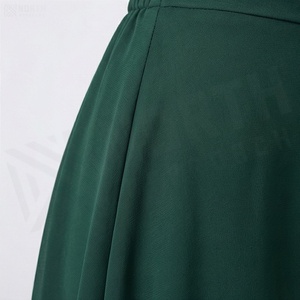 Jupe élégante en mousseline de soie pour femme, coupe trapèze, avec nœud à la taille, longueur genou, en organza vert uni, design plissé - Product Image 5
