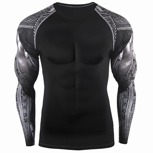Wholesale Top Selling Rash Guard Custom Design Stylish <b>Men's</b> <b>Compression</b> Long Sleeve Spandex Polyester Breathable Rash Guard - Product Image 5
