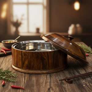 Bol à fondue en bois massif de luxe pour la cuisine et la salle à manger - Product Image 2