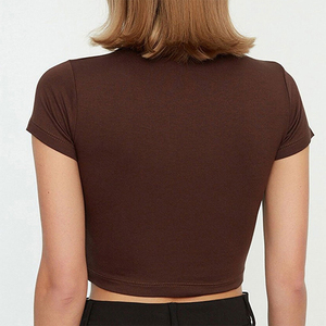 Custom Logo Woman's <b>Crop</b> <b>Top</b> T-Shirt Plain Ladies T-shirt 100% Cotton <b>Crop</b> <b>Top</b> Women's Short Sleeves T Shirts For Latest Design - Product Image 2