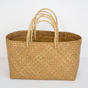 Bolso de playa artesanal tejido con hierba marina, bolso de mujer con logo personalizado, bolsas de compras para uso diario. - Product Image 5