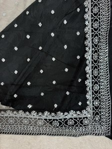 Conjunto de vestido de gasa etérea para mujer, traje de diseñador acampanado Kurta Salwar con borde de encaje, moda de fiesta paquistaní Dupatta de India - Product Image 3