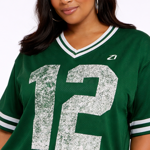 Camiseta de fútbol americano de malla verde con cuello en V, ajuste holgado, personalizada, para entrenamiento, del fabricante - Product Image 4