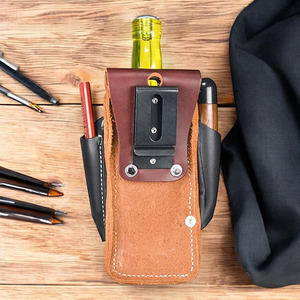 Porte-mètre à ruban en cuir véritable, robuste, pochette pour ceinture à outils, pour charpentier, électricien, chantier de construction, avec passant de ceinture, à vendre - Product Image 2