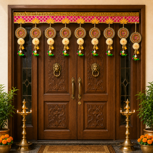 Handmade Pink Golden Decorative Door Toran Bandhanwar for Main Entrance Festival Home Temple <b>Wall</b> Hanging <b>Decor</b> - Product Image 6