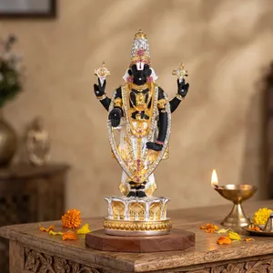Handmade 24k Gold Silver Plated Tirupati Balaji Venkateswara Idol <b>Religious</b> <b>Statue</b> Tabletop Multi-piece Home Decor Wedding - Product Image 3