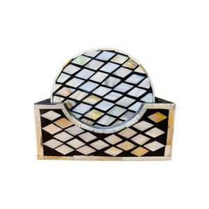 Sous-verres classiques ronds avec incrustations de nacre, élégants pour tasses à thé, mugs et verres, conçus pour une présentation de table haut de gamme, écologiques - Product Image 6