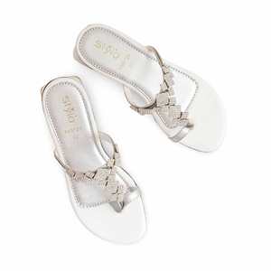 <b>White</b> Ladies <b>Heeled</b> Sandals Fancy Chappal Style FN0729 Model - Product Image 1
