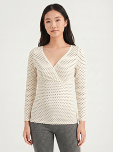 Chemise de nuit de maternité Bmama à pois jaunes, pyjama d'allaitement à manches longues, vêtements de nuit pour l'allaitement, vêtements de maison pour la grossesse, vente en gros - Product Image 5