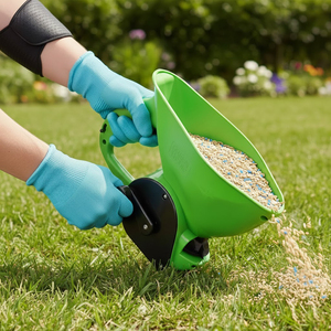 Épandeur rotatif manuel en plastique avec poignée ergonomique pour l'application d'engrais et de semences en jardin Vert/Rouge OEM/ODM ODGGAD005 - Product Image 1
