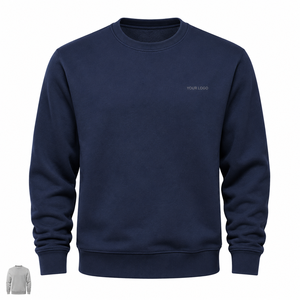 เสื้อสเวตเชิ้ตคอกลม Navy Core ทรงปกติ สำหรับผู้ชาย สีพื้น ผ้าคอตตอนถักเนื้อหนา 420GSM สวมใส่สบายๆ - Product Image 2
