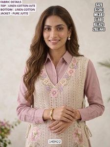 Vestido Largo Tradicional Rosa Grace para Mujer, de Yute y Algodón, con Bordado Bhandhani, de Secado Rápido, Corte Regular, para Todas las Temporadas, Bodas y Diwali - Product Image 3