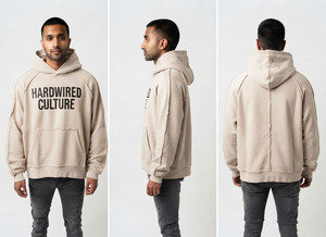 Sweat à capuche oversize pour homme, coupe ample, en coton imprimé, à manches longues, en molleton épais, avec bords bruts et effet vieilli - Product Image 5