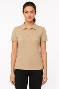 Premium <b>Women</b> Polo T-<b>Shirt</b> 100% Cotton 180 GSM <b>Khaki</b> Beige Bulk Wholesale Custom Logo Export Supplier - Product Image 4