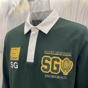 Maillot de rugby Snowgrace à manches longues, col rabattu, logo brodé, coupe classique pour homme, chemise de sport pour adulte - Product Image 5