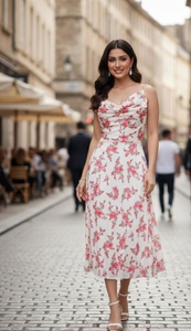 Vestido de Moda 100% Algodón para Mujer, Vestido Maxi Indio sin Mangas, Elegante Estampado Floral, Estilo Boho, Vestido Midi para Fiesta - Product Image 5