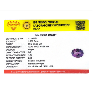 Loose Certified Natural Amethyst Gemstone 5.95 Carat Wholesale Quality - Product Image 4
