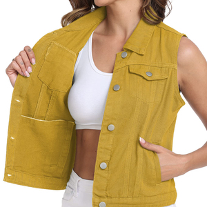 Chaleco Vaquero Transpirable de Diseño Nuevo, Suministro de Fábrica, Chaleco Vaquero Unisex para Hombre y Mujer, Chaleco Vaquero con Capucha para Mujer - Product Image 5